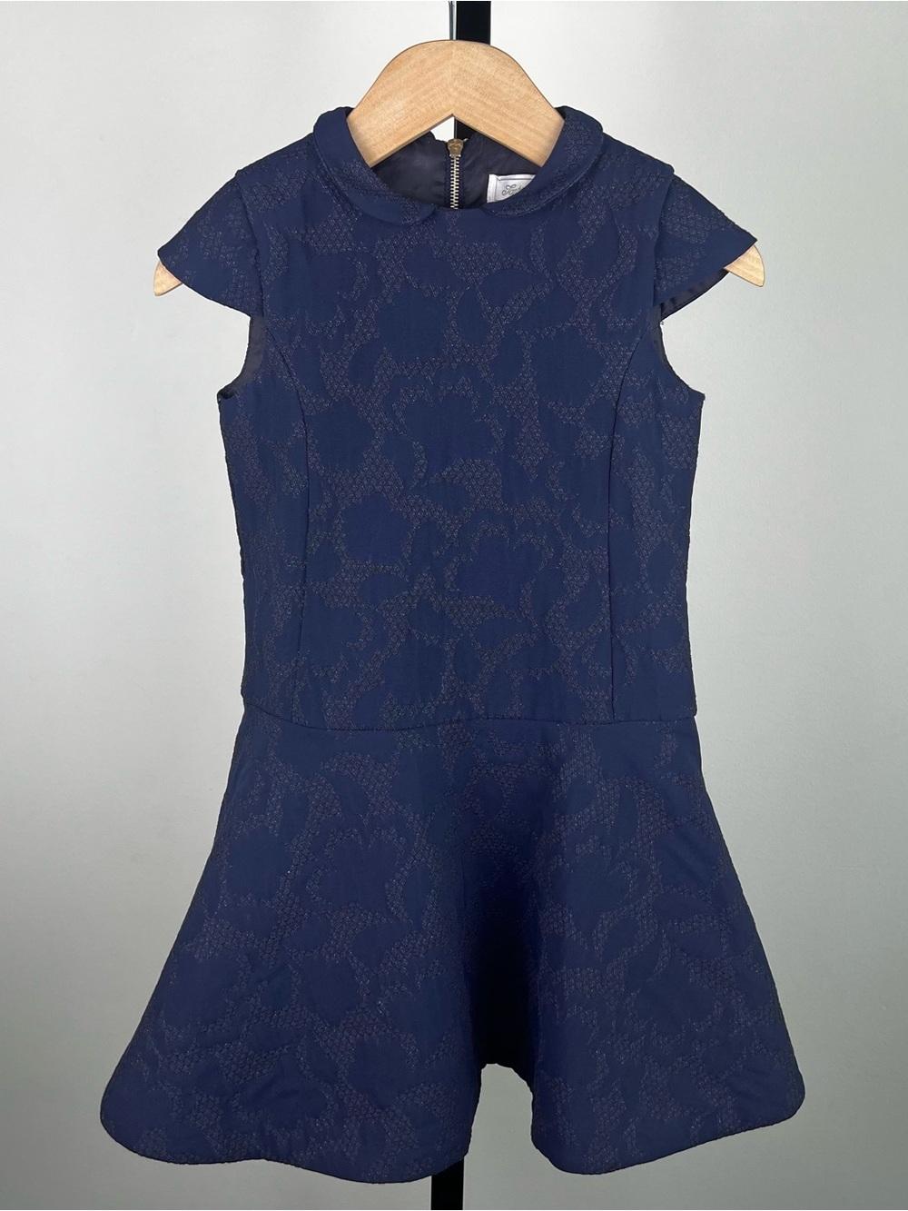 Tartine et Chocolat Girls Peter Pan Collar Jacquard Dress, Navy, 6Y